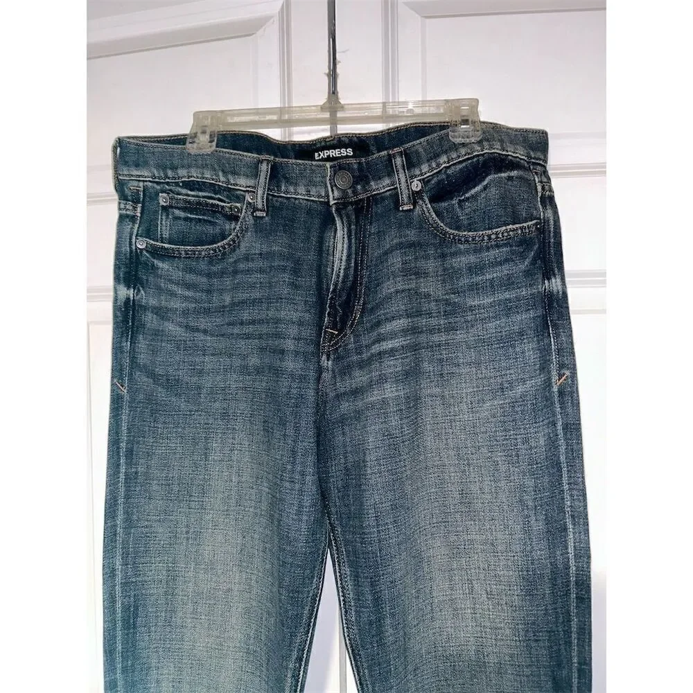 Express Men's Classic Straight Jeans Blue Size 34x34 Five-Pocket Design